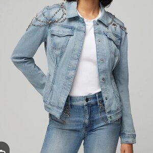 WHBM Embellished Denim Jacket, Color: Etoile Antique